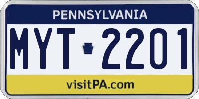 PA license plate MYT2201