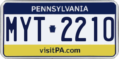 PA license plate MYT2210