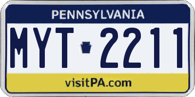 PA license plate MYT2211