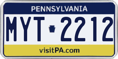 PA license plate MYT2212