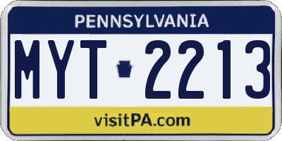 PA license plate MYT2213