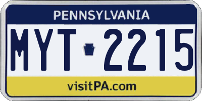 PA license plate MYT2215