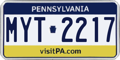 PA license plate MYT2217