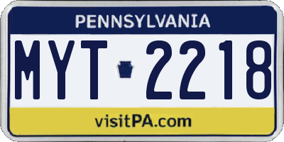 PA license plate MYT2218