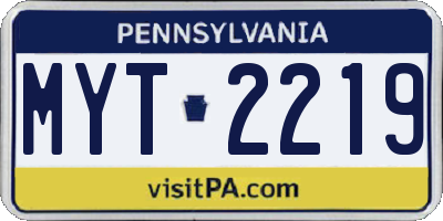 PA license plate MYT2219