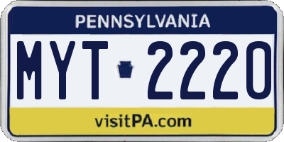 PA license plate MYT2220