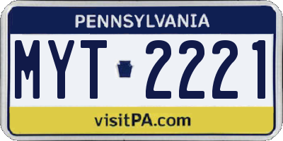 PA license plate MYT2221