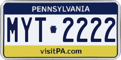 PA license plate MYT2222