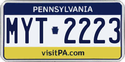 PA license plate MYT2223
