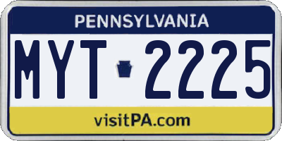 PA license plate MYT2225