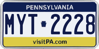 PA license plate MYT2228