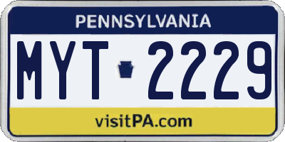 PA license plate MYT2229