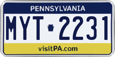 PA license plate MYT2231