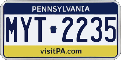 PA license plate MYT2235
