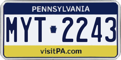 PA license plate MYT2243