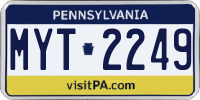 PA license plate MYT2249
