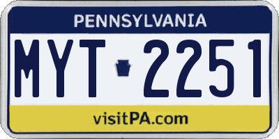 PA license plate MYT2251