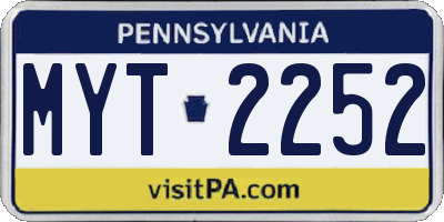 PA license plate MYT2252