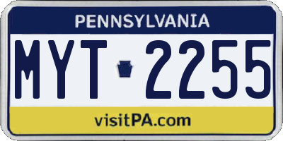 PA license plate MYT2255