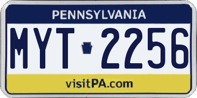 PA license plate MYT2256