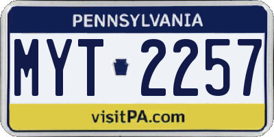PA license plate MYT2257
