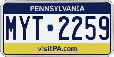 PA license plate MYT2259