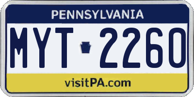 PA license plate MYT2260
