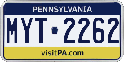 PA license plate MYT2262