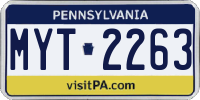 PA license plate MYT2263