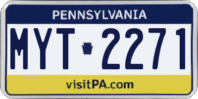 PA license plate MYT2271