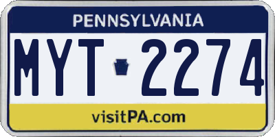 PA license plate MYT2274