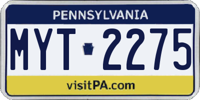 PA license plate MYT2275