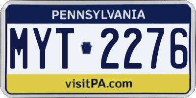 PA license plate MYT2276