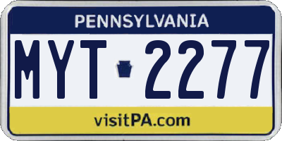 PA license plate MYT2277