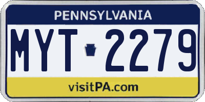 PA license plate MYT2279