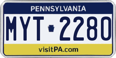 PA license plate MYT2280