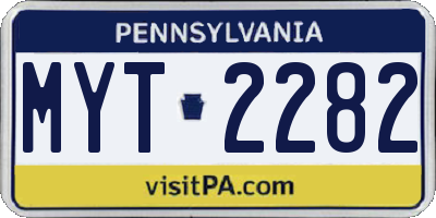 PA license plate MYT2282