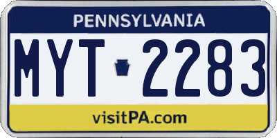 PA license plate MYT2283