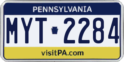 PA license plate MYT2284