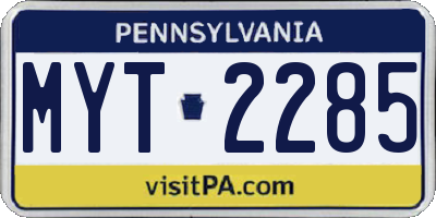 PA license plate MYT2285