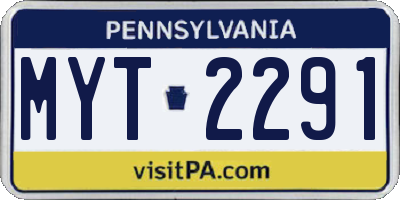 PA license plate MYT2291