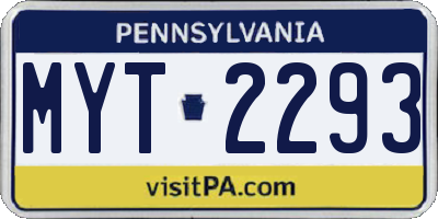 PA license plate MYT2293