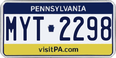 PA license plate MYT2298