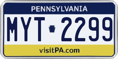 PA license plate MYT2299