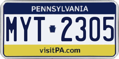 PA license plate MYT2305
