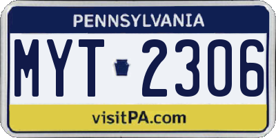 PA license plate MYT2306