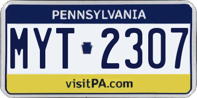 PA license plate MYT2307