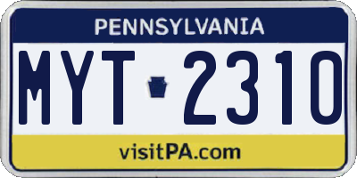 PA license plate MYT2310