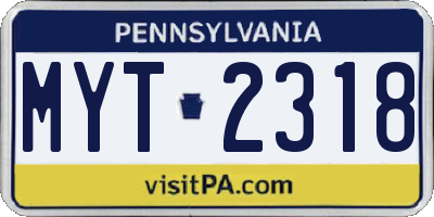 PA license plate MYT2318