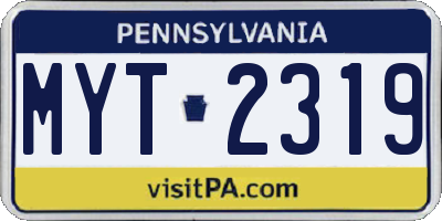 PA license plate MYT2319